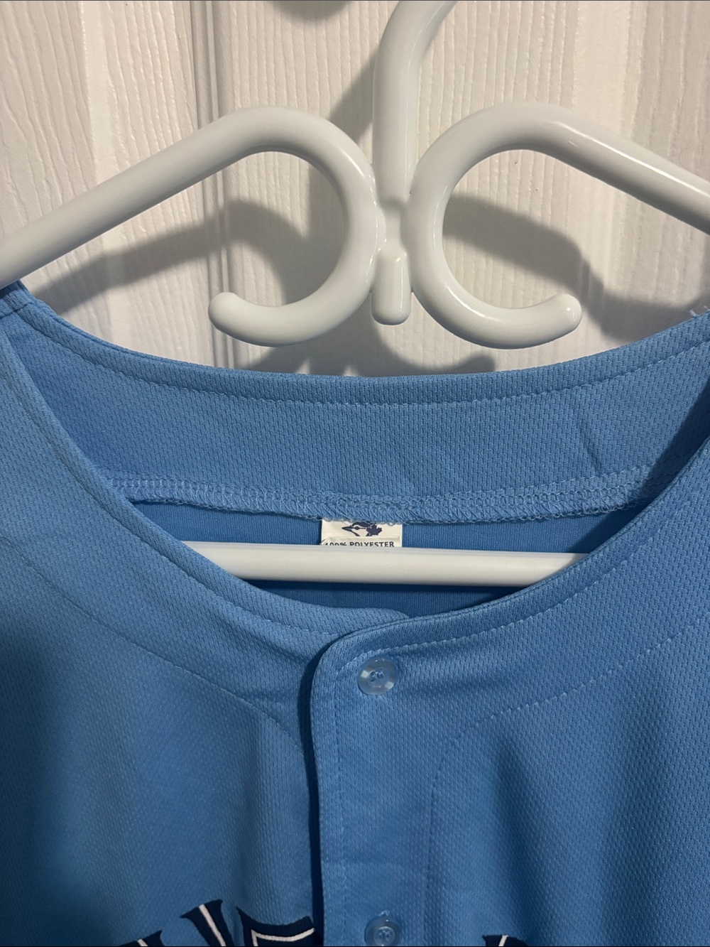 MLB Toronto Blue Jays Sky Blue Button-Up Jersey with Navy Trim - Picture 2 of 3